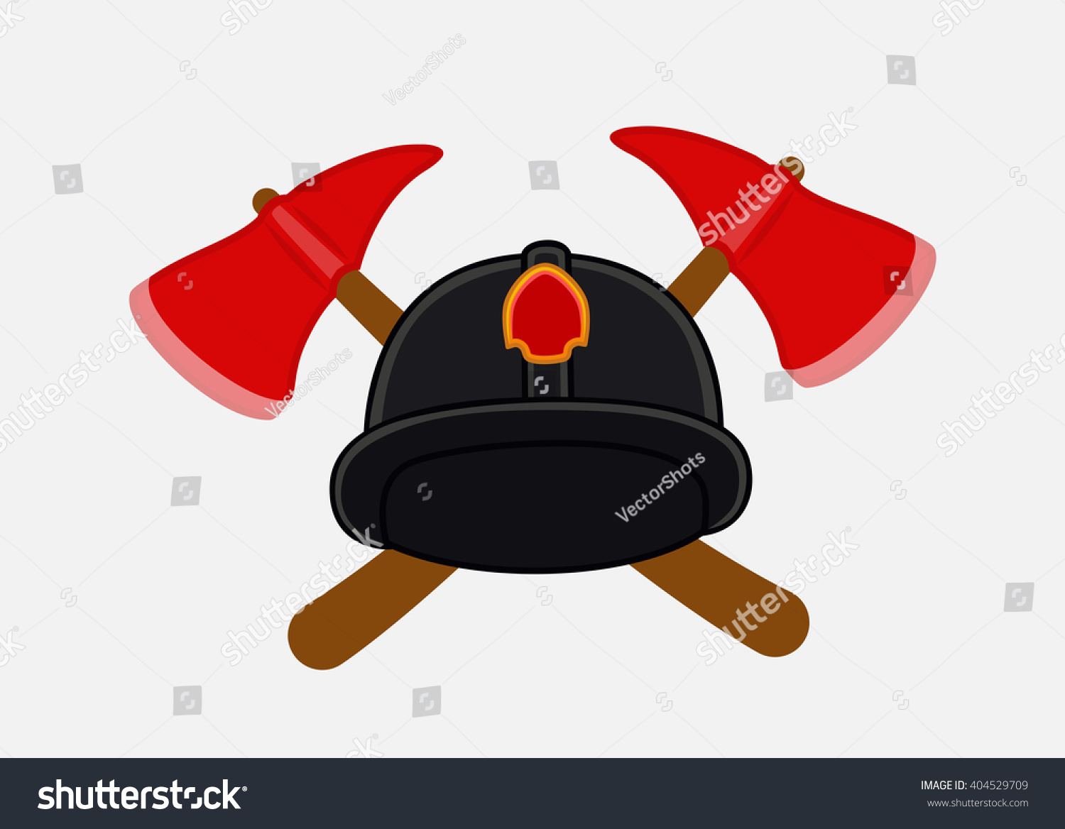 Firefighter Hat Axe Tools Vector Stock Vector (Royalty Free) 404529709 ...