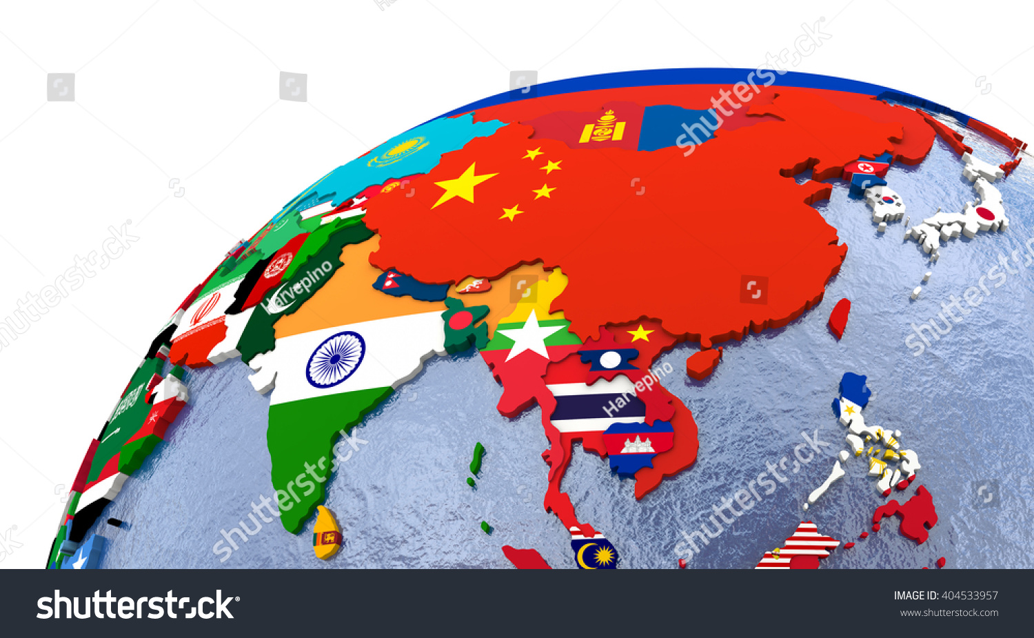 Political Map Asia Each Country Represented Stock Illustration ...