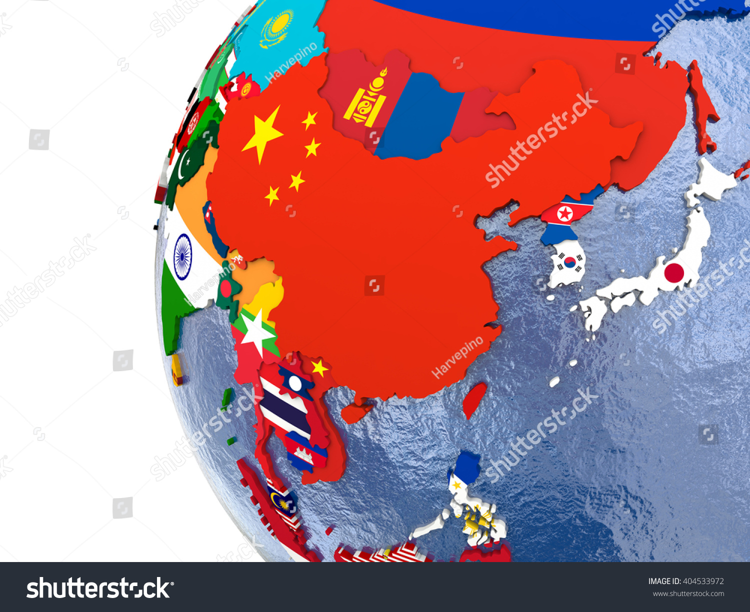 Political Map East Asia Each Country Stock Illustration 404533972 ...