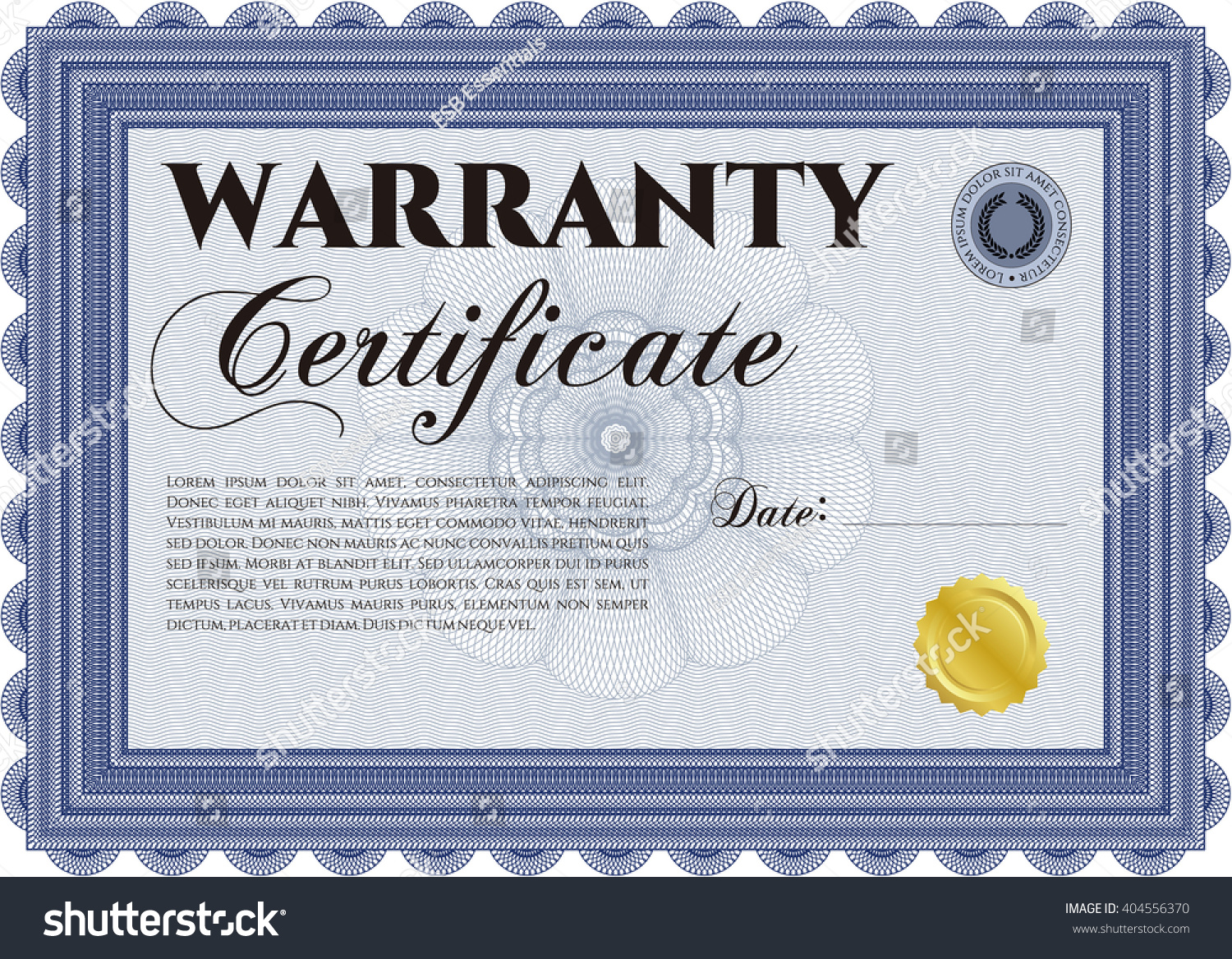 Warranty Certificate Detailed Nice Design Printer Stock Vector (Royalty ...