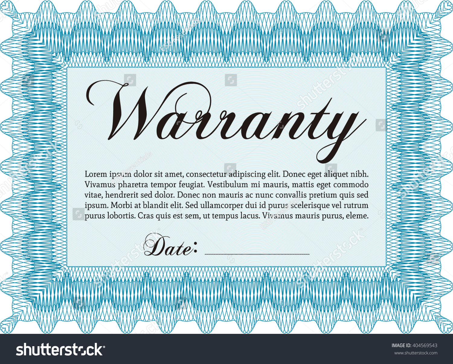 Sample Warranty Border Frame Linear Background Stock Vector (Royalty ...