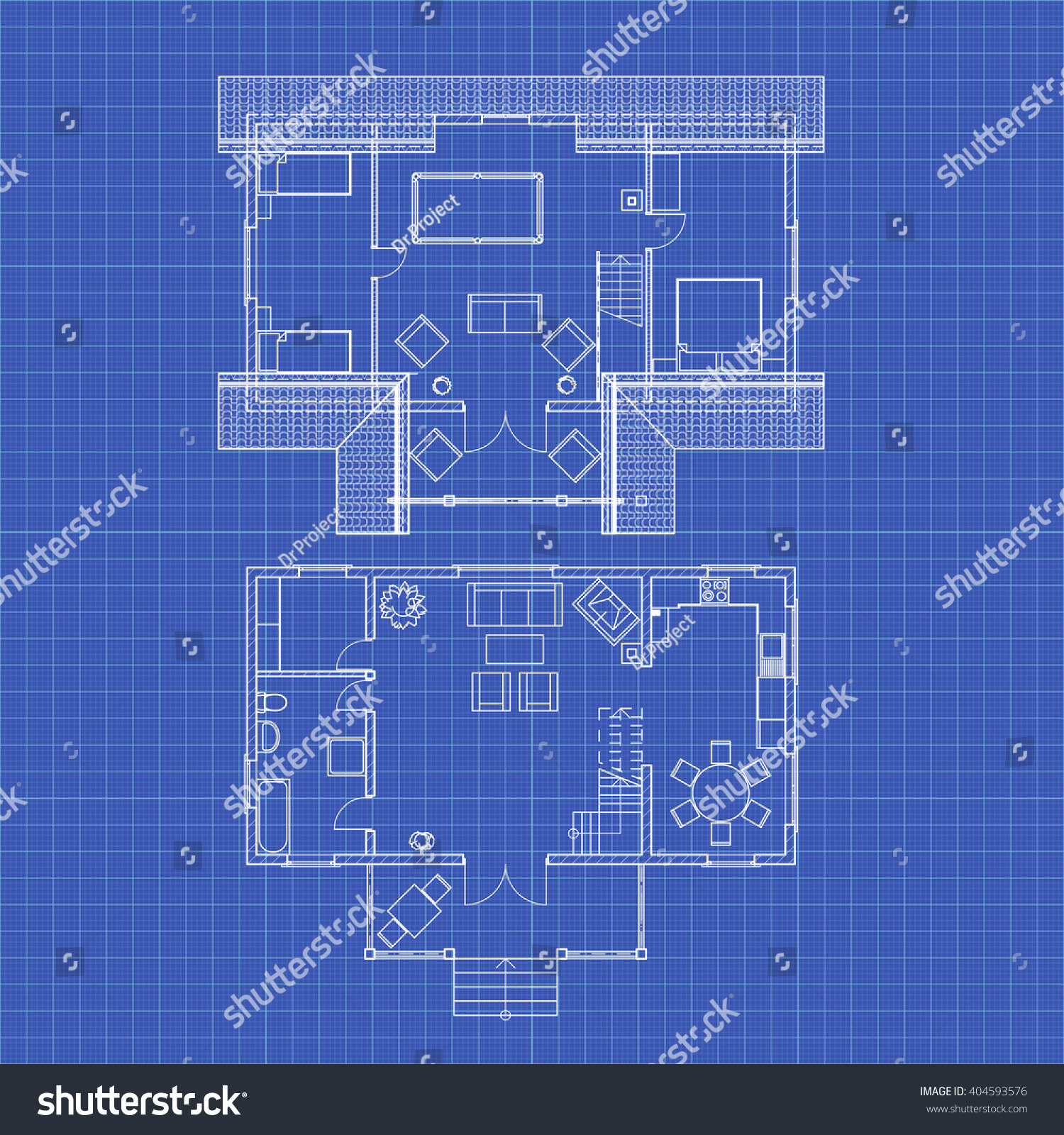 Blueprint Floor Plans Modern Apartment Vector Stock Vector (royalty 