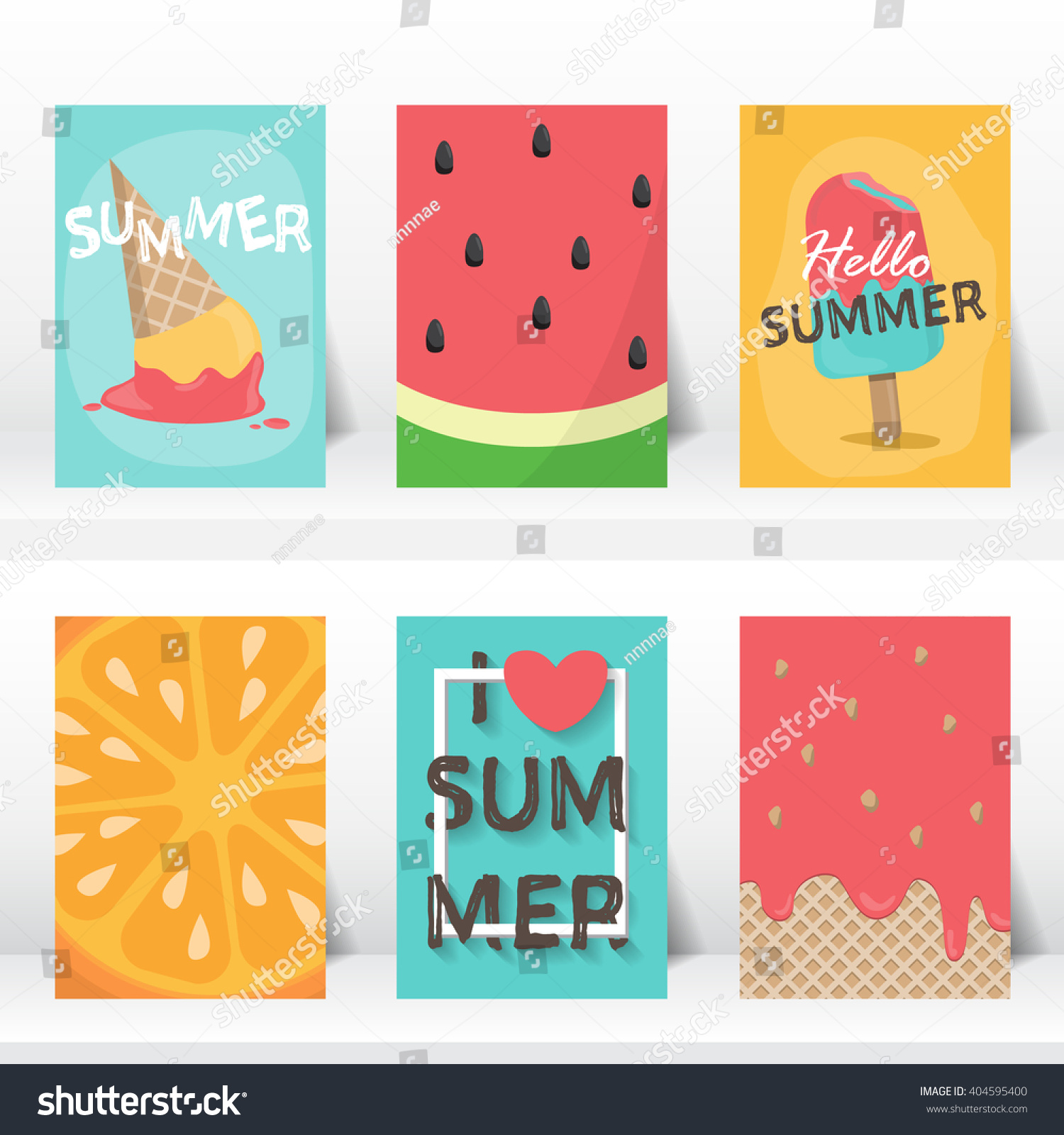 Summer Holiday Vacation Poster Set Flat Stock Vector (Royalty Free ...