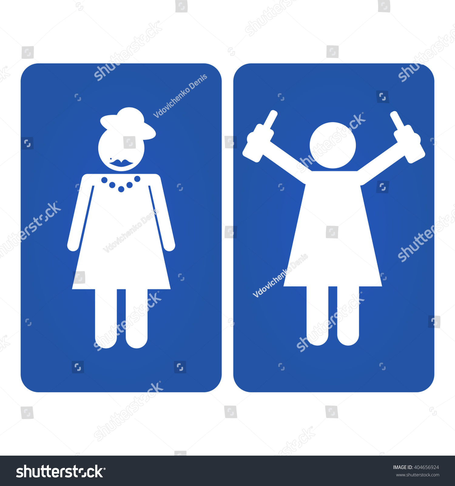 Blue Funny Restroom Signs Illustration Stock Vector (Royalty Free ...