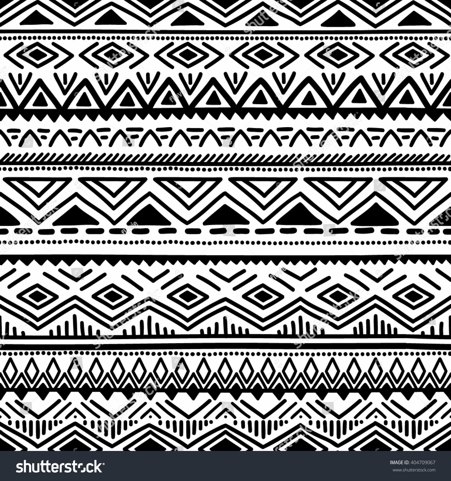 Black White Seamless Ethnic Background Vector Stock Vector (Royalty ...