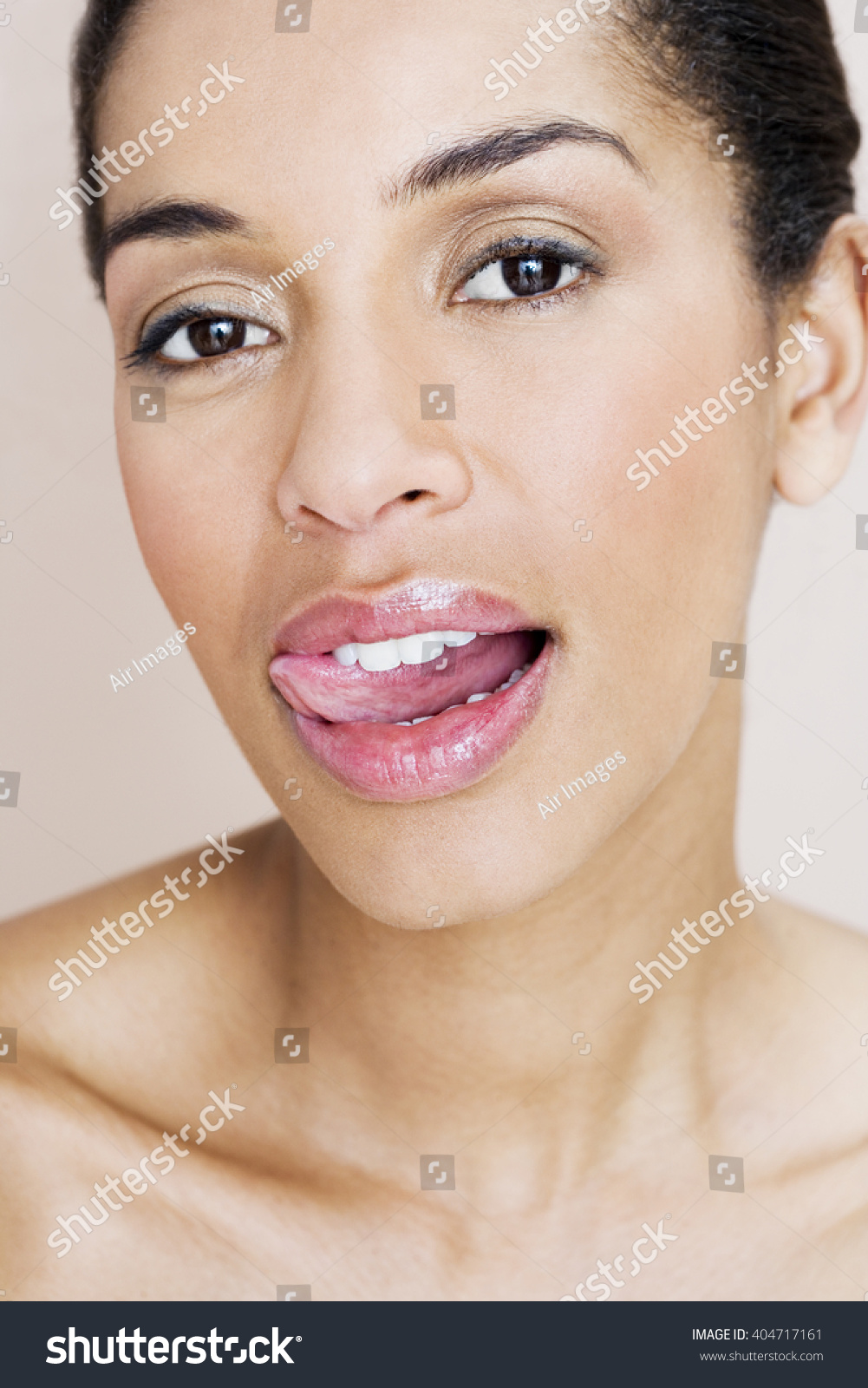 Portrait Woman Licking Her Lips Stock Photo Shutterstock