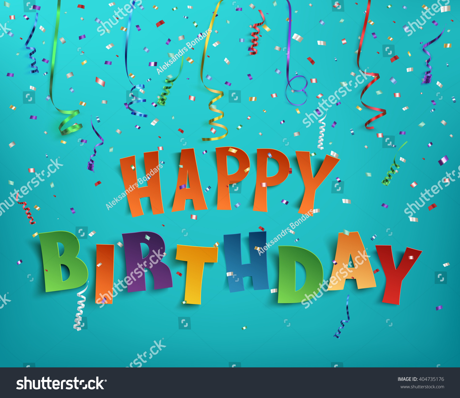 Happy Birthday Background Ribbons Confetti Vector Stock Vector (Royalty ...