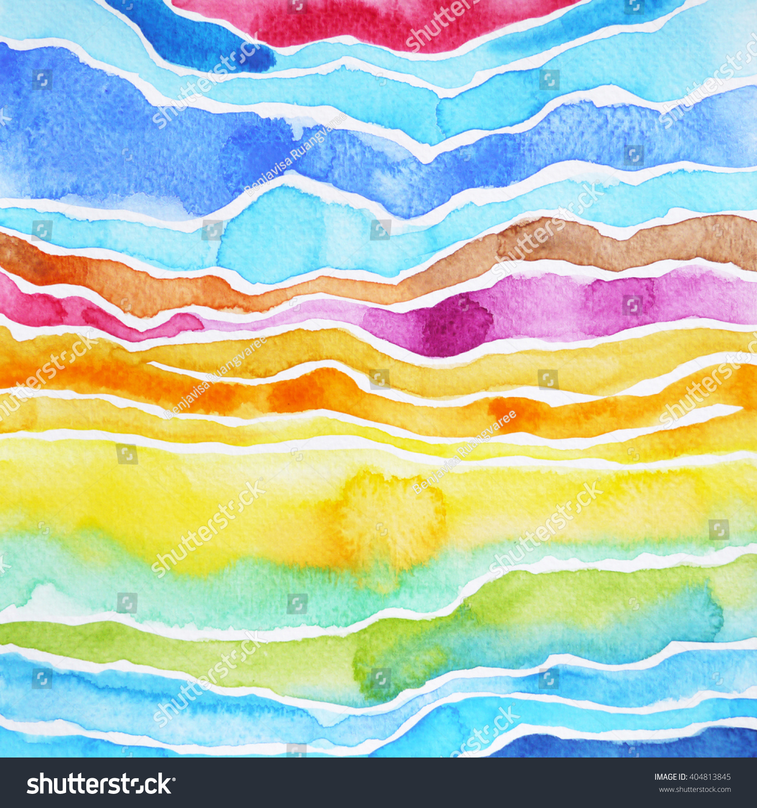 Watercolor Painting Abstract Mountain Pattern Illustration Stock ...