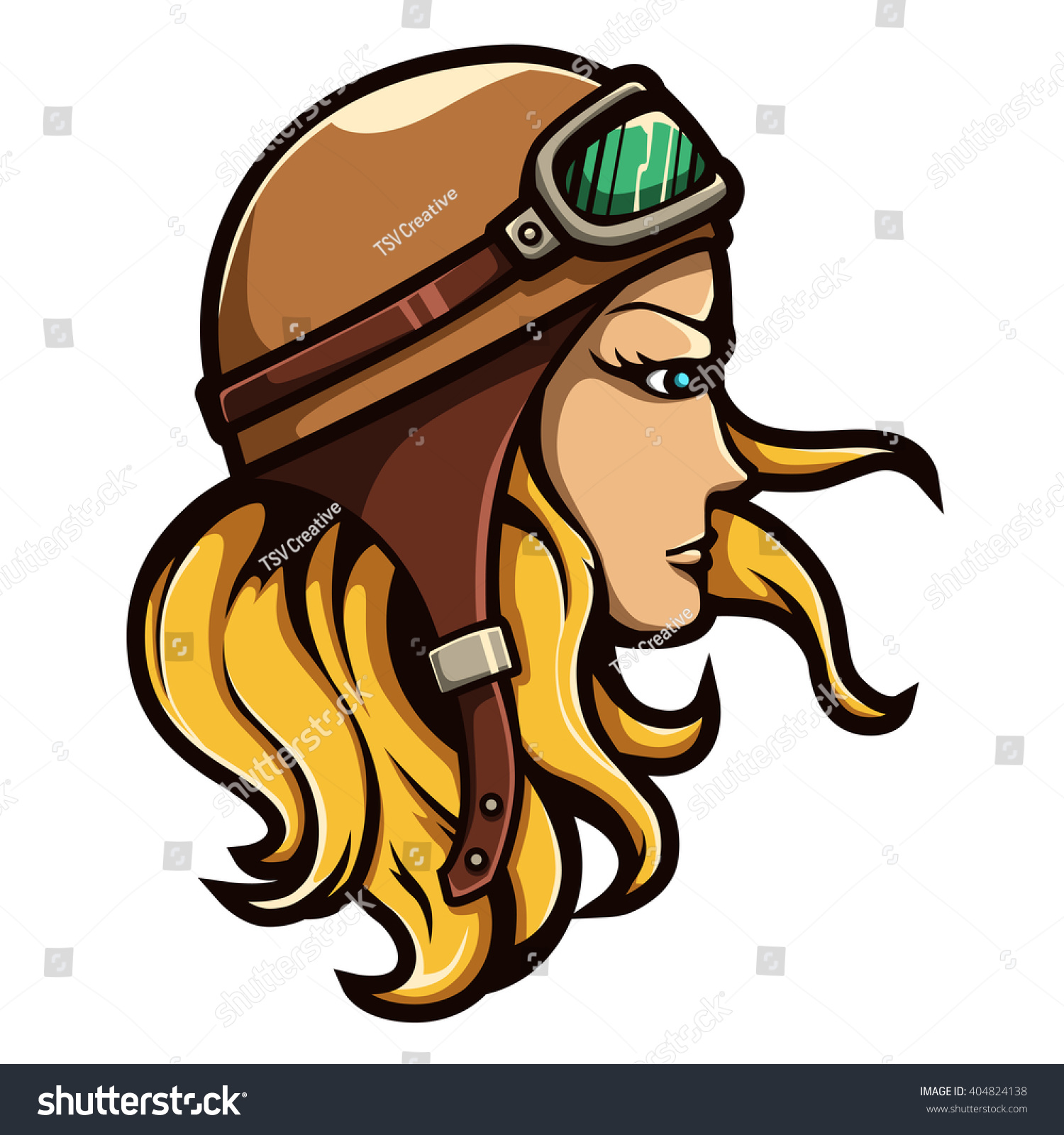 Illustration Biker Blonde Woman Vintage Retro Stock Vector (Royalty