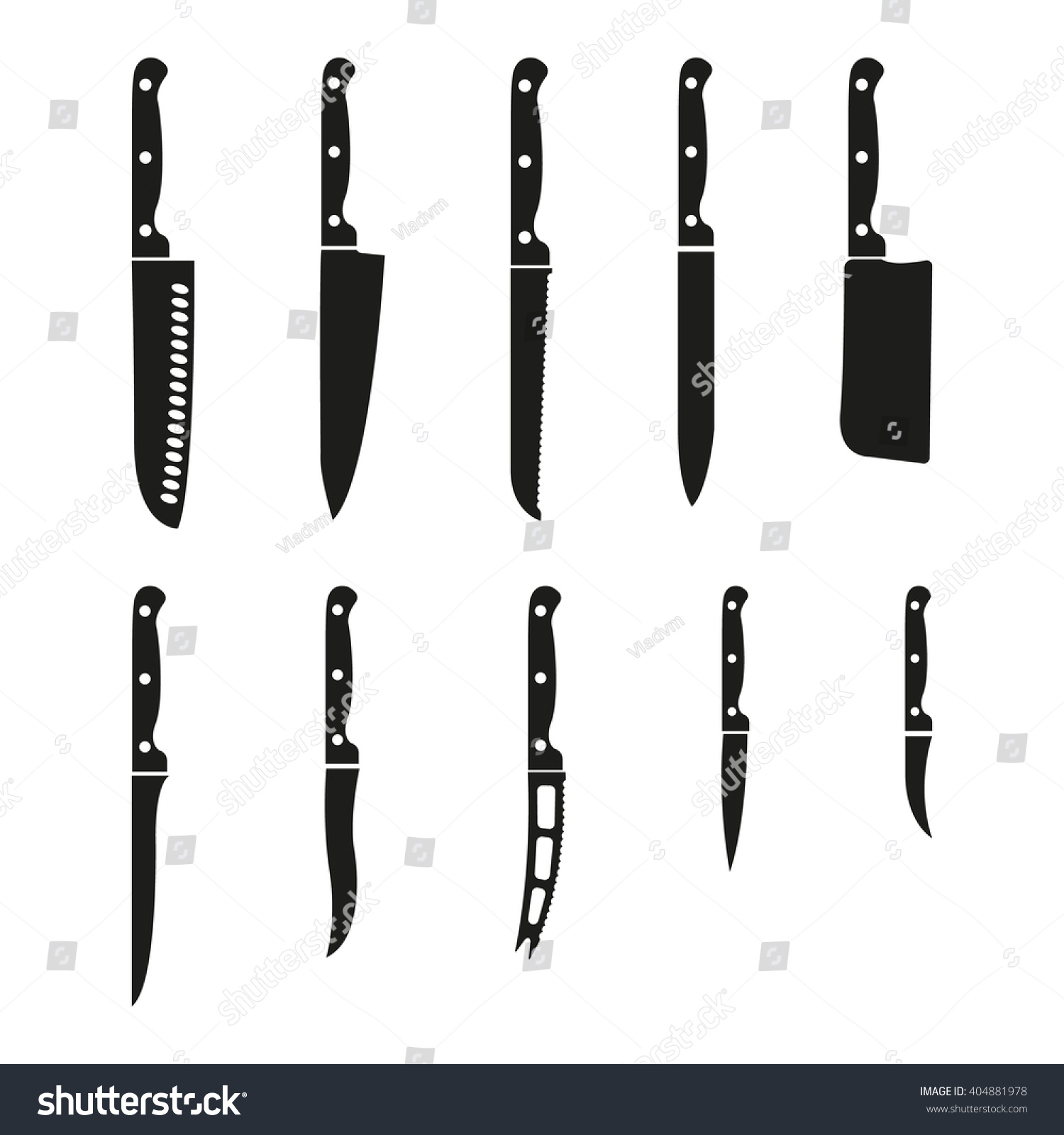 Knife Icon Set 10 Icons Knife Stock Vector (Royalty Free) 404881978 ...