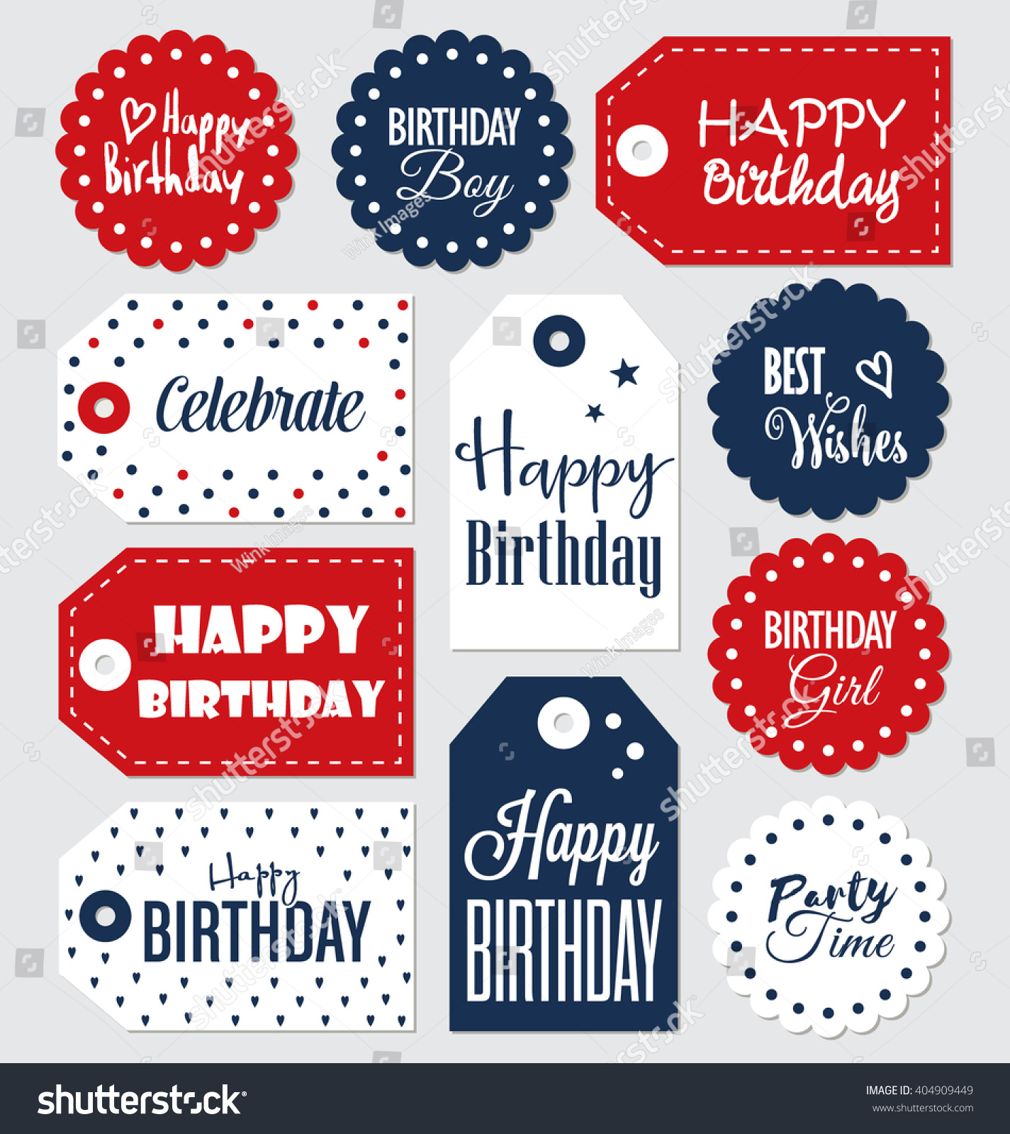 Set Birthday Gift Tags Typographic Vector Stock Vector ...