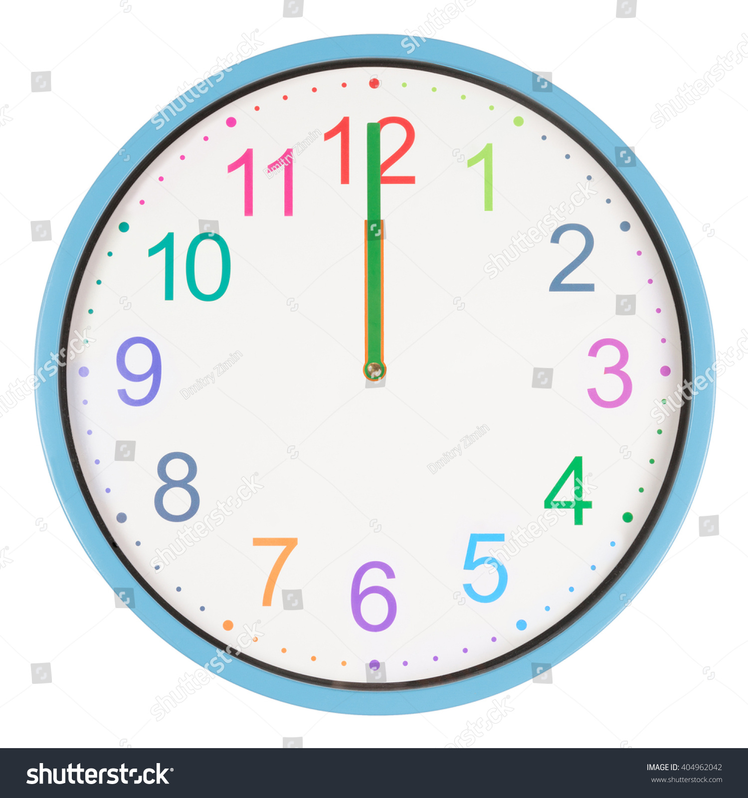 Colorful Clock Showing Twelve Oclock Isolated Stock Photo 404962042 ...