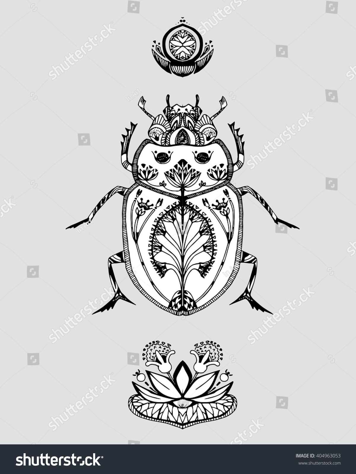 Stylized Beetle Egyptian Ornament Scarab Insect Stock Vector (Royalty ...