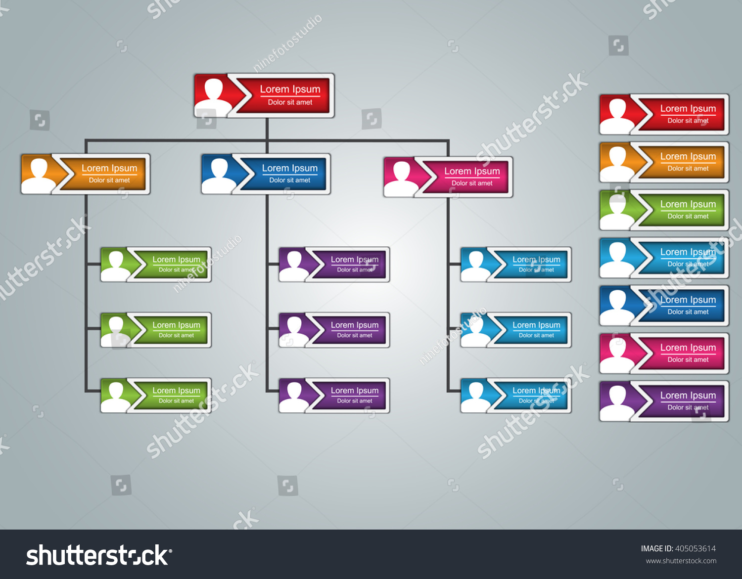 Colorful Rectangle Organization Chart Infographics People Stock Vector ...