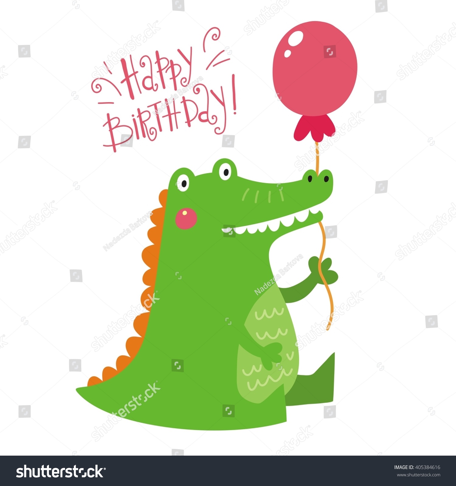 Happy Birthday Card Crocodile Stock Vector (Royalty Free) 405384616 ...