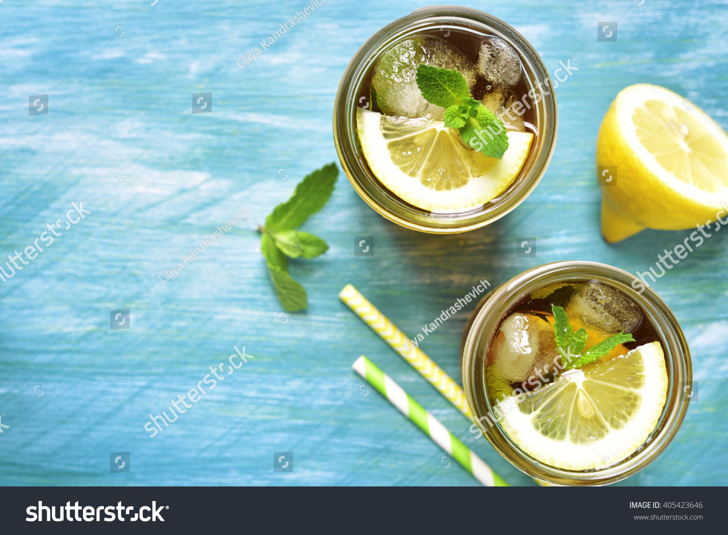 Iced Lemon Tea Mason Jar View Stock Photo 405423646 Shutterstock