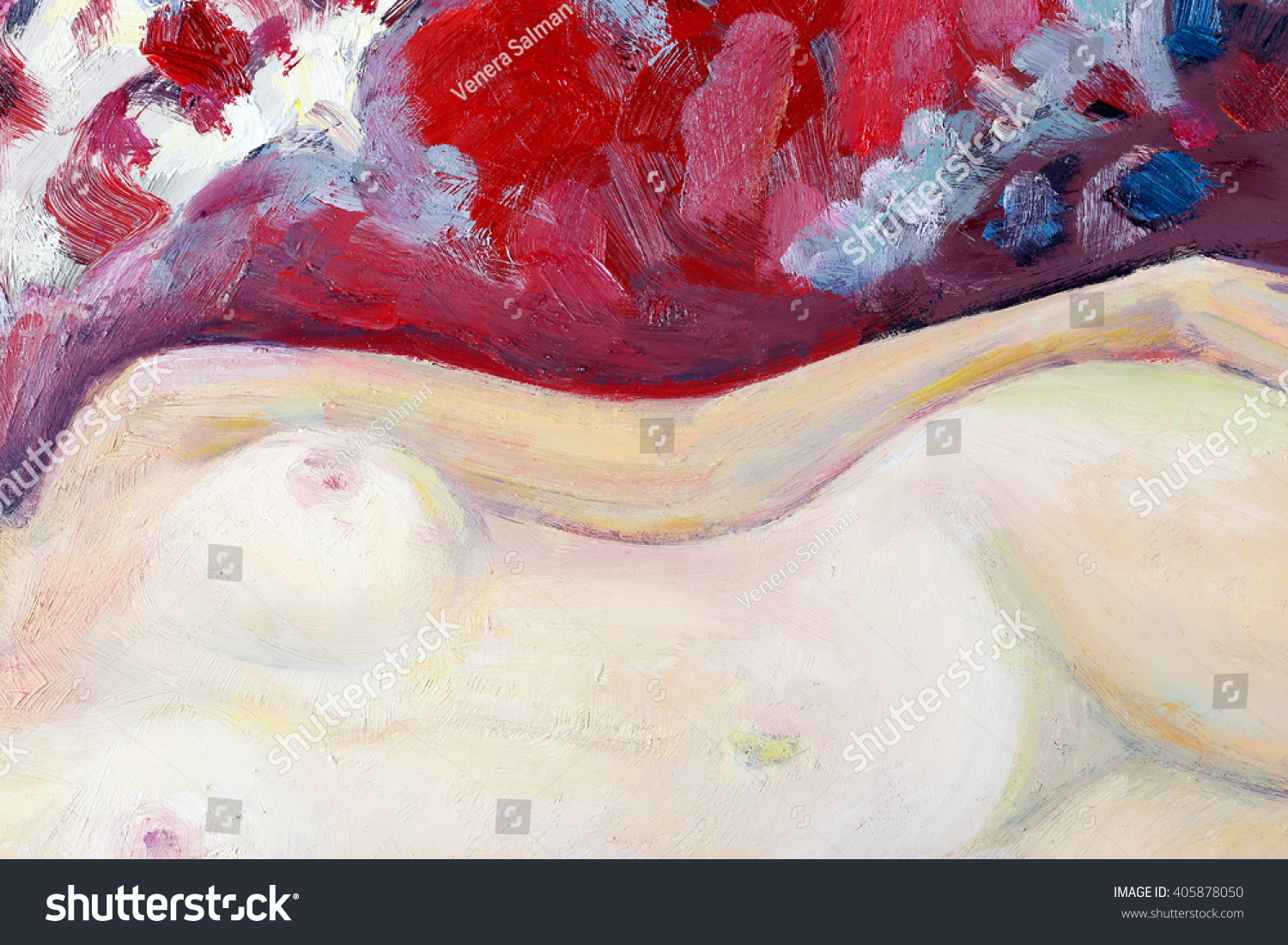 Fragment Oil Painting Naked Woman Stock Illustration