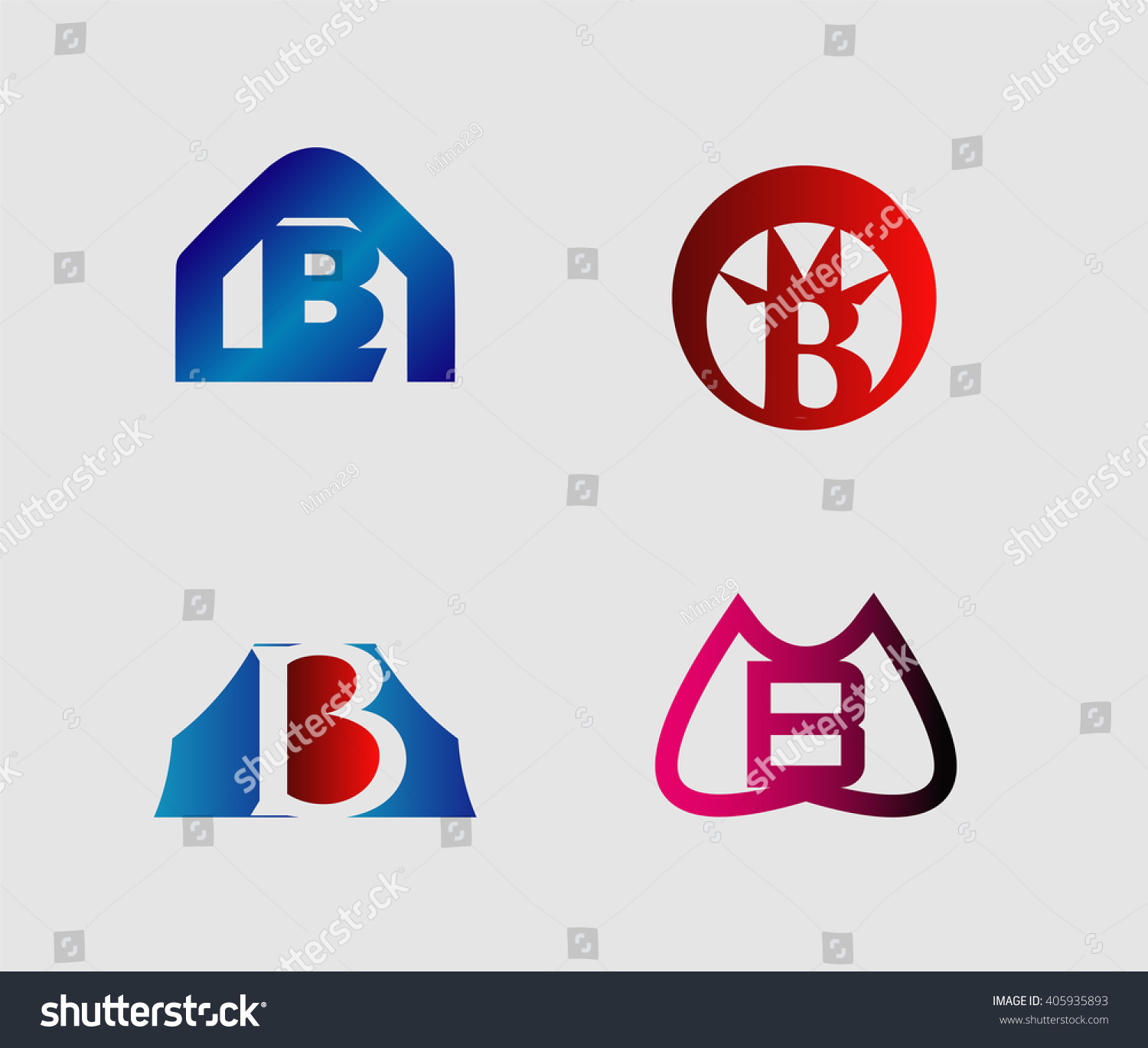 Set Letter B Logo Icons Design Stock Vector (Royalty Free) 405935893 ...