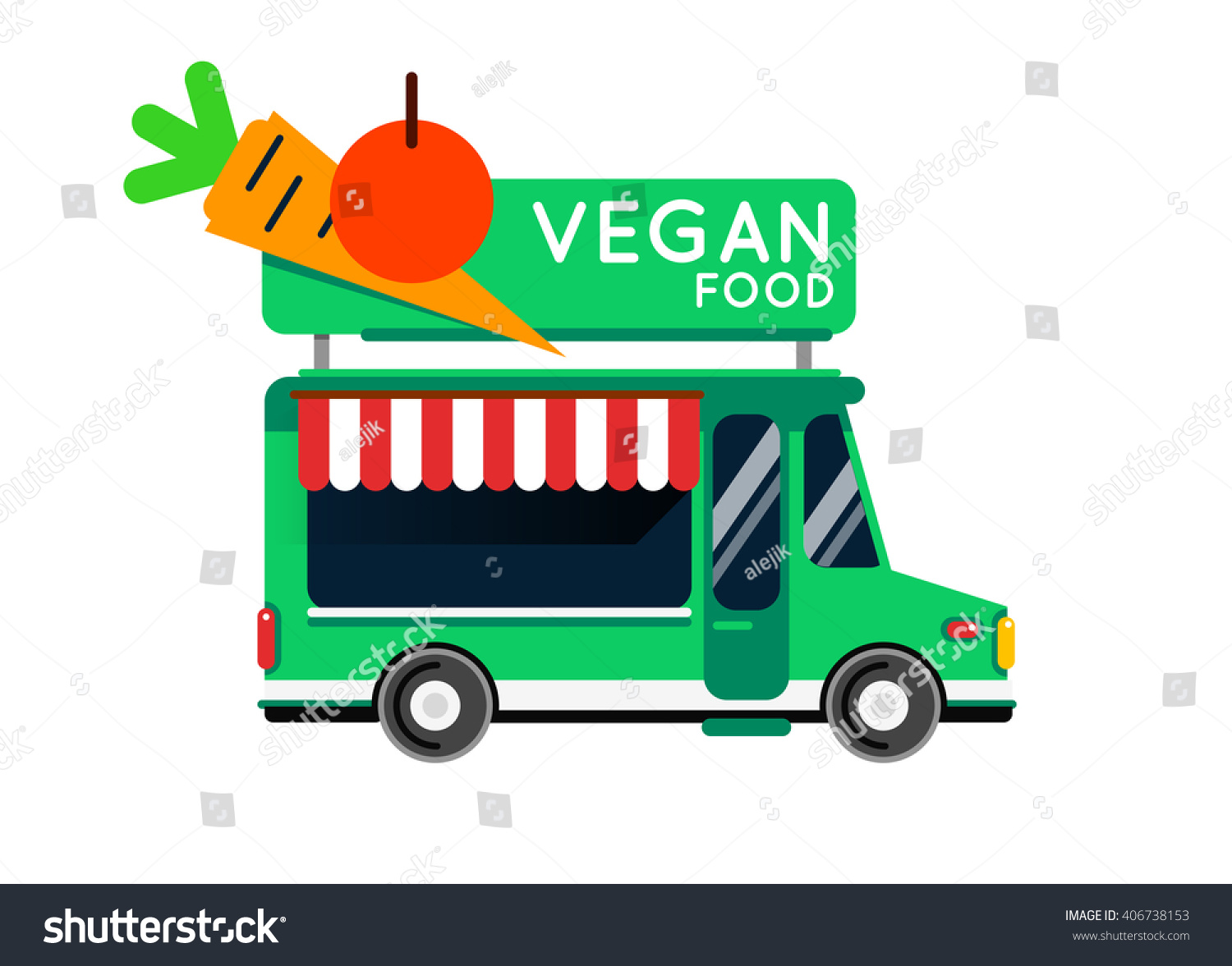 Vegetarian Street Food Car Stock Vector (Royalty Free) 406738153