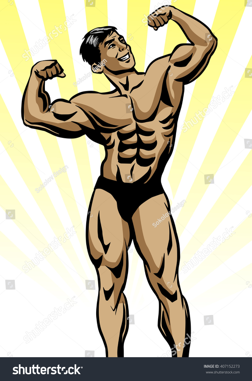 Bodybuilder Front Double Biceps Pose Aesthetic: Stock-Vektorgrafik (Lizenzf...