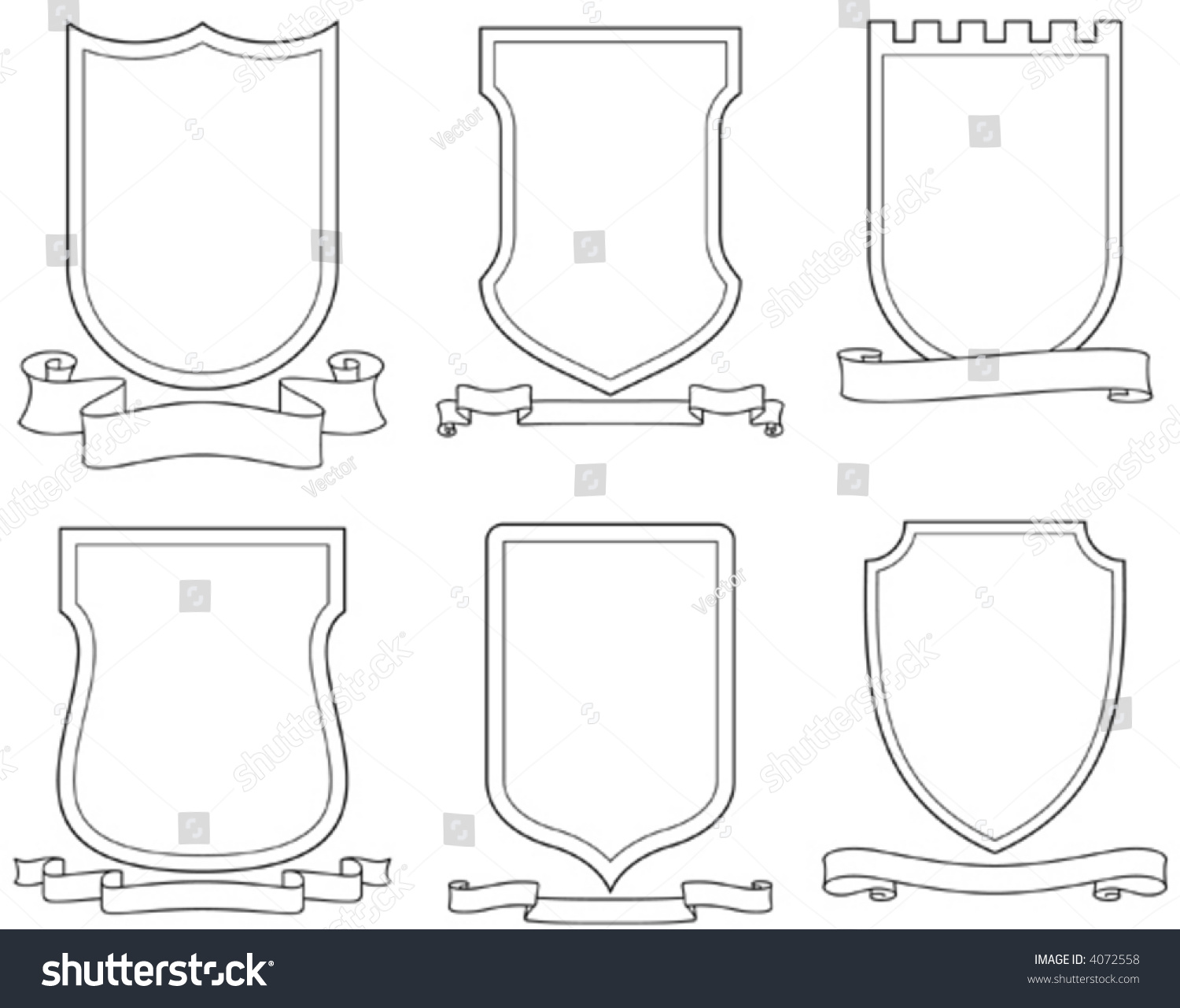 Set Vector Emblems Crests Shields Scrolls Stock Vector (Royalty Free ...