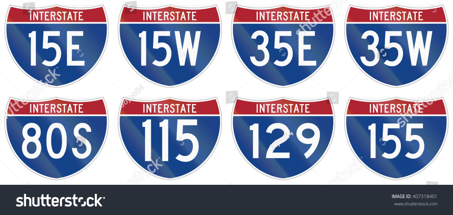 Collection Interstate Highway Shields Used Us Stock Illustration ...