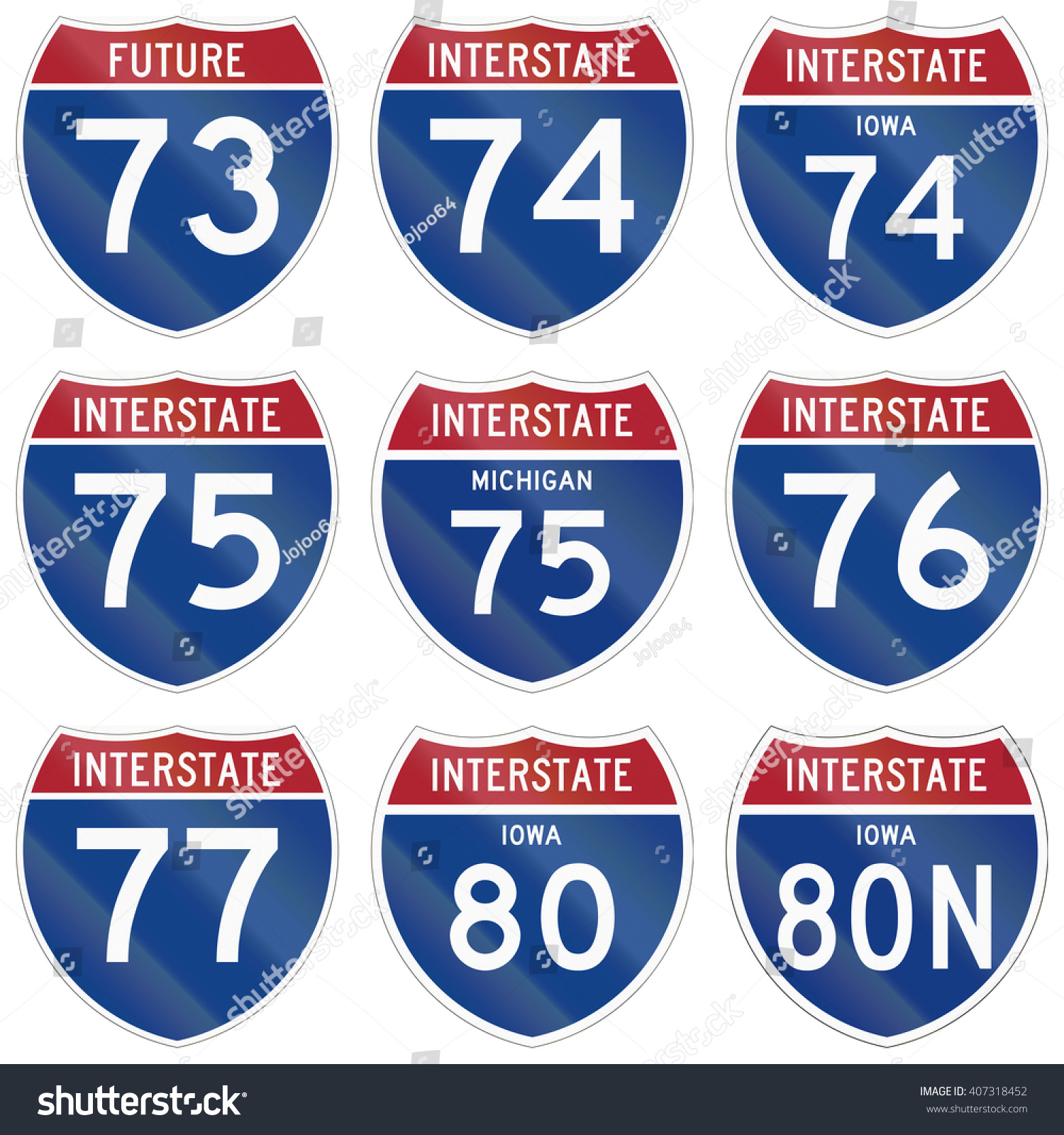 Collection Interstate Highway Shields Used Us Stock Illustration 