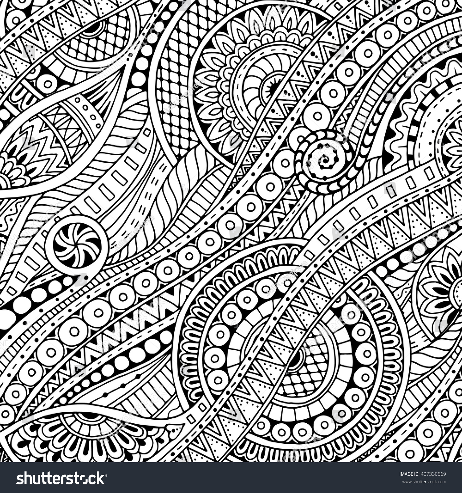 Ethnic Floral Zentangle Doodle Background Pattern Stock Vector (Royalty ...