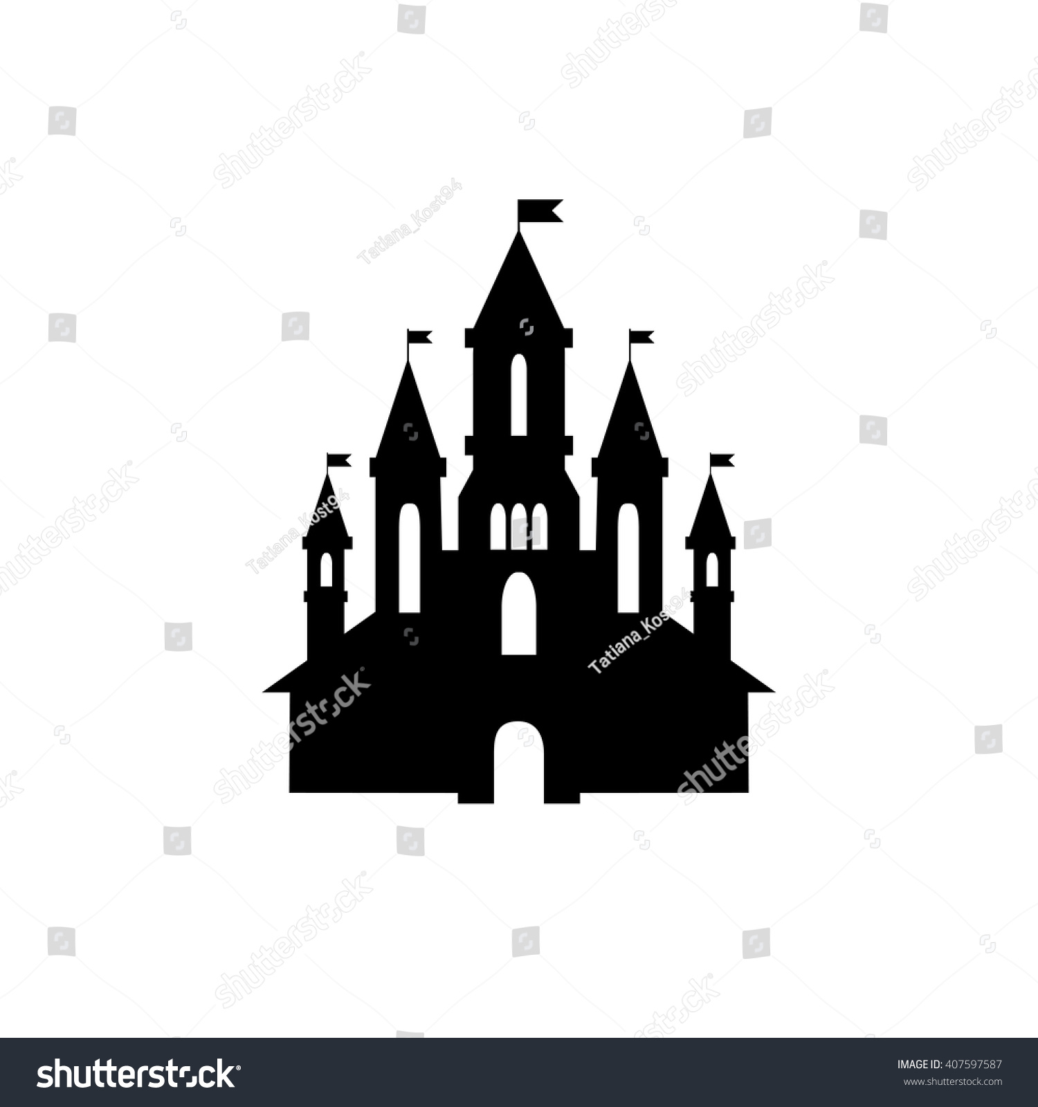 Castle Vector Iconisolated On Whitetower Flat Stock Vector (Royalty ...