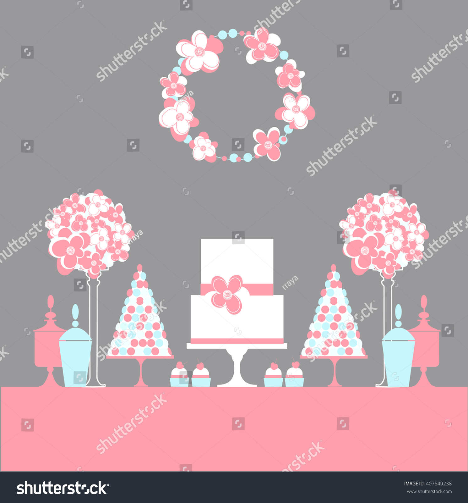 Candy Buffet Cake Wedding Dessert Bar Stock Vector (Royalty Free ...