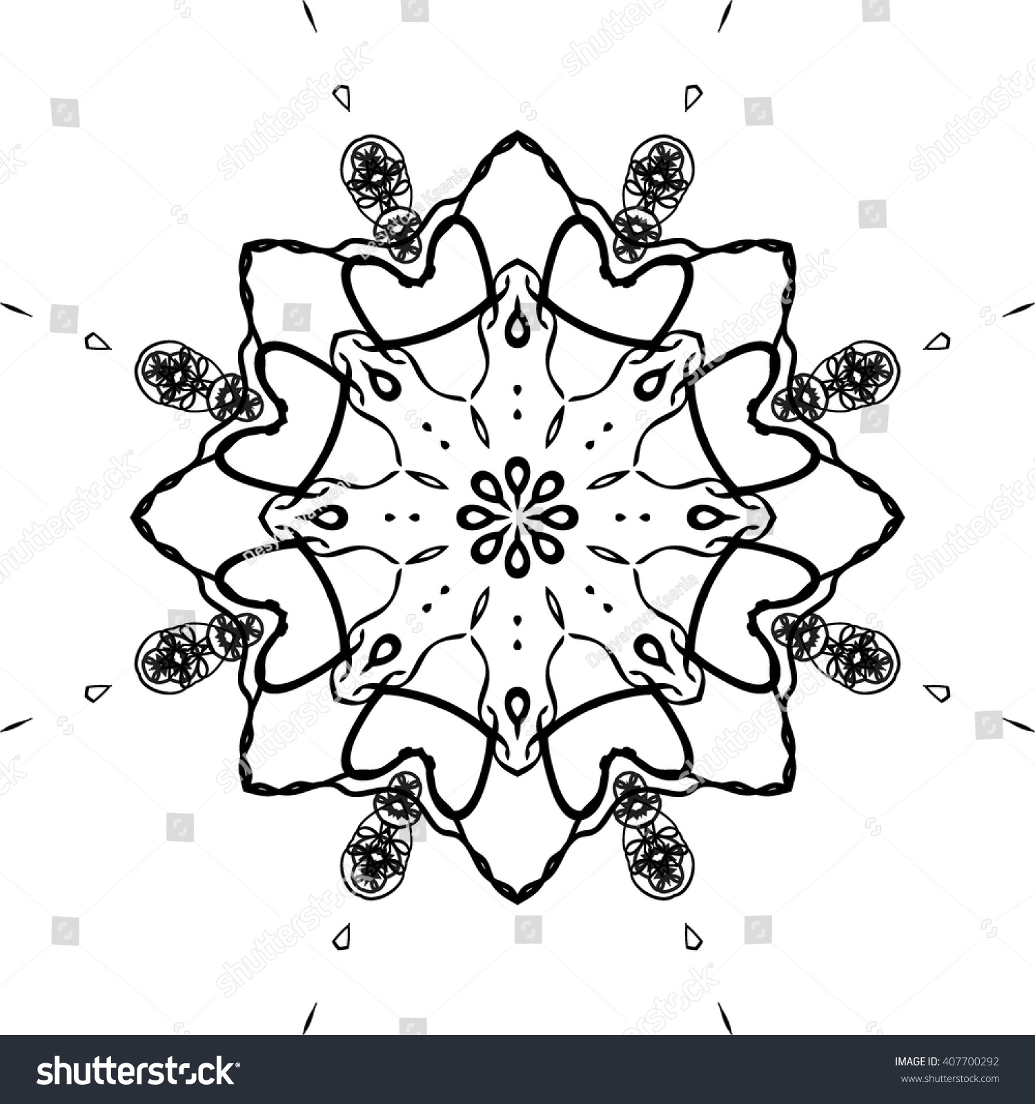 Round Black Outline Pattern White Background Stock Vector (Royalty Free