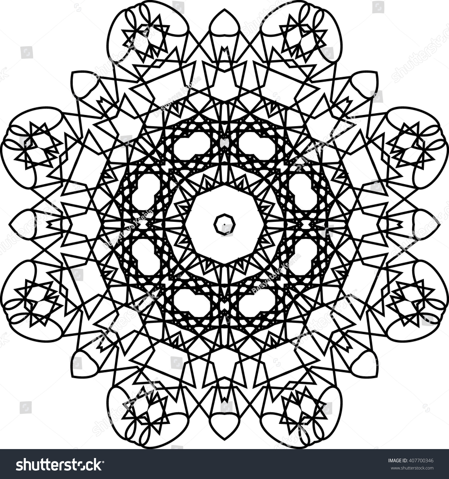 Round Black Outline Pattern White Background Stock Vector (Royalty Free