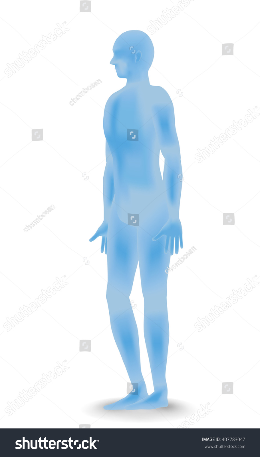 Standing Human Body Silhouette Side View Stock Vector (Royalty Free ...