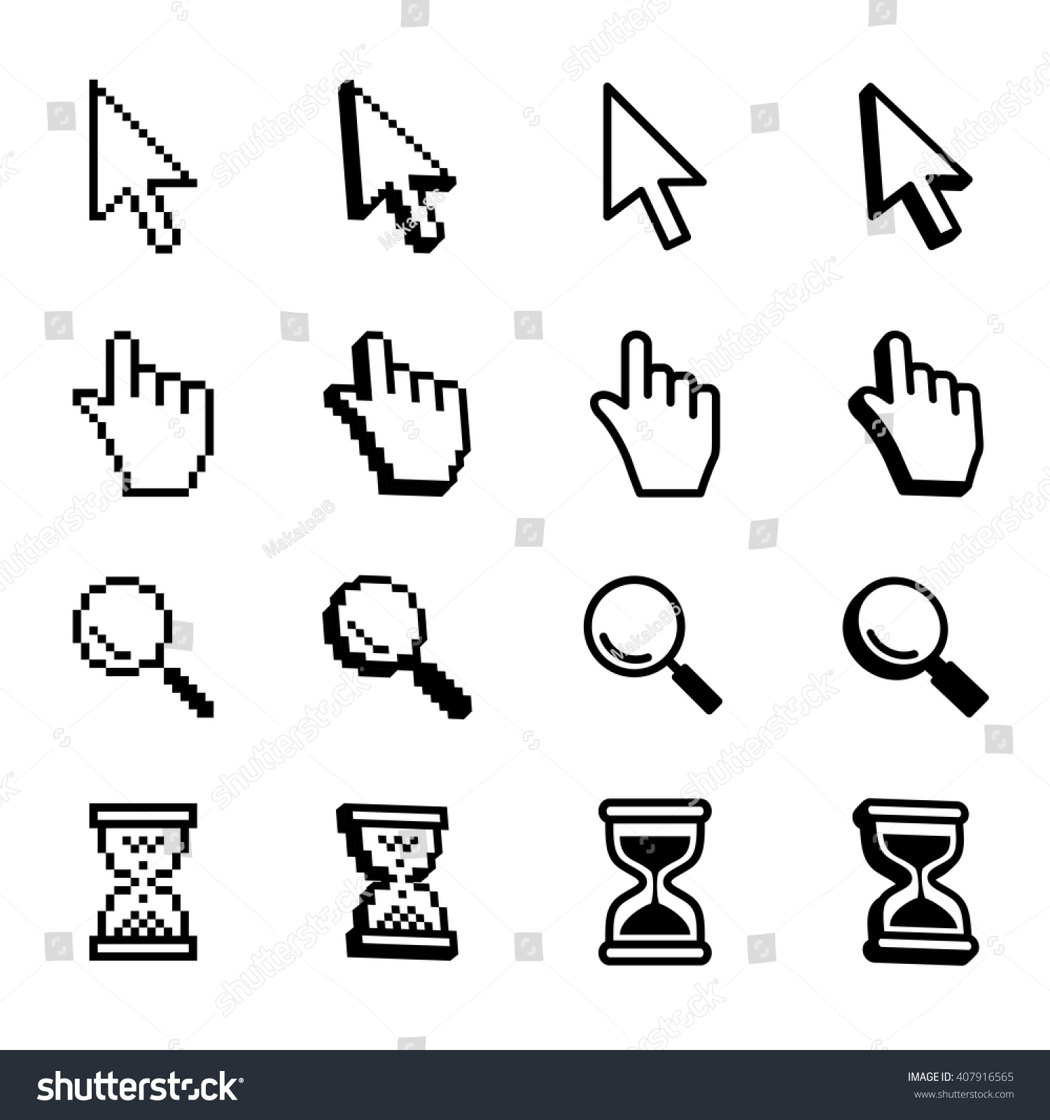 Vector Set Mouse Cursors Stock Vector (Royalty Free) 407916565