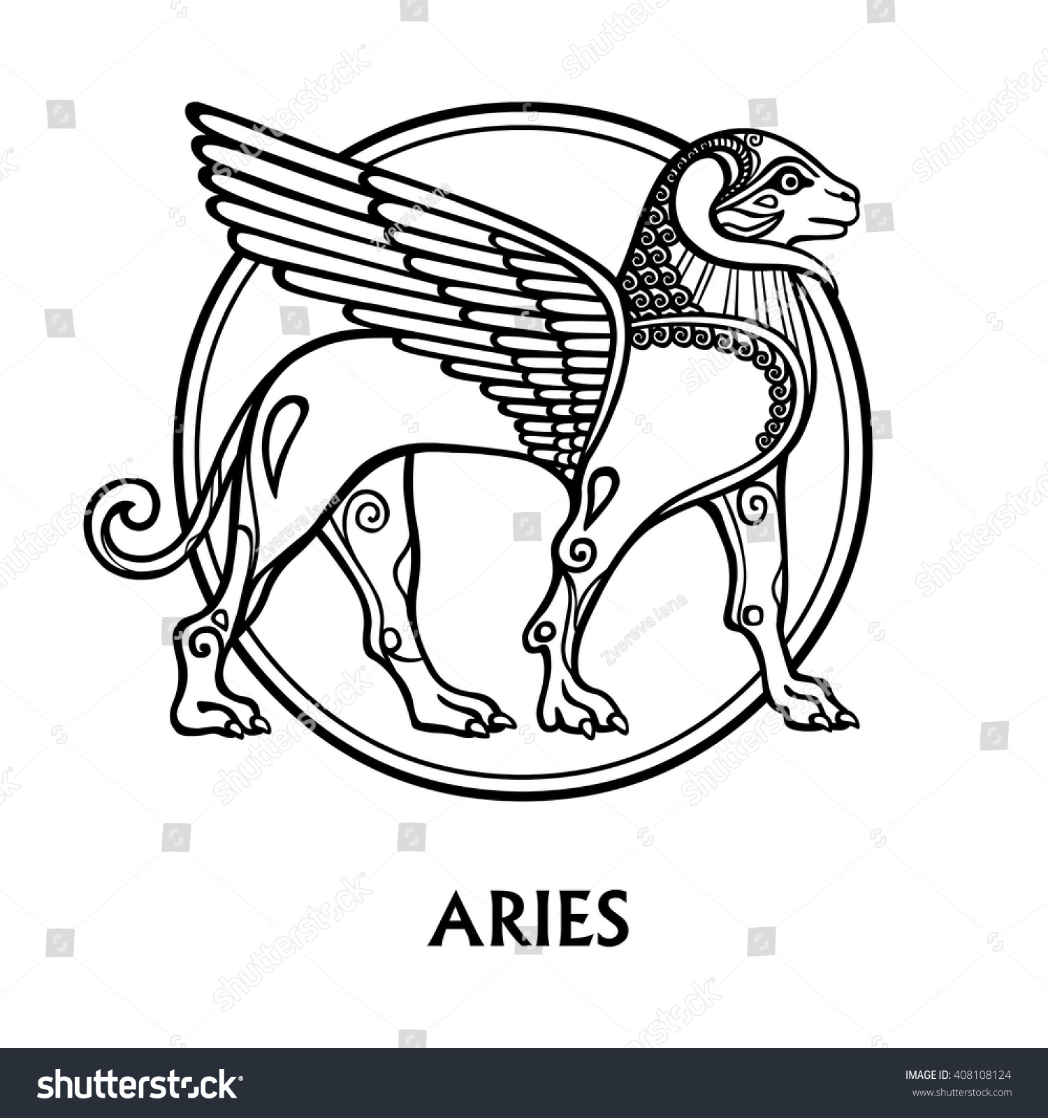 Zodiac Sign Aries Vector Art Black Stock Vector (Royalty Free ...