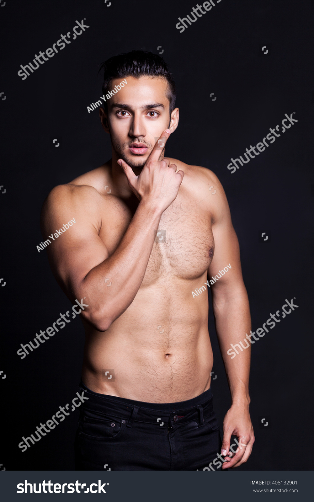 Sexy Shirtless Male Model Flirting Against Stock Photo Shutterstock