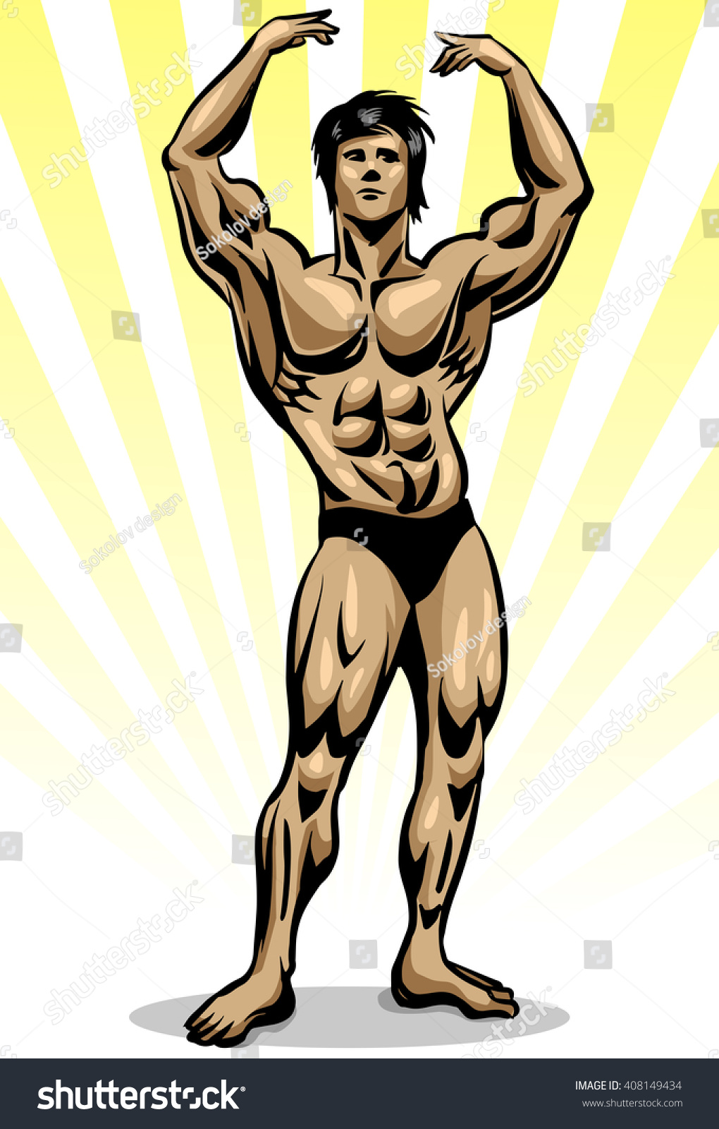 Bodybuilder Front Double Biceps Pose Aesthetic Stock Vector Royalty Free 408149434 Shutterstock 6259
