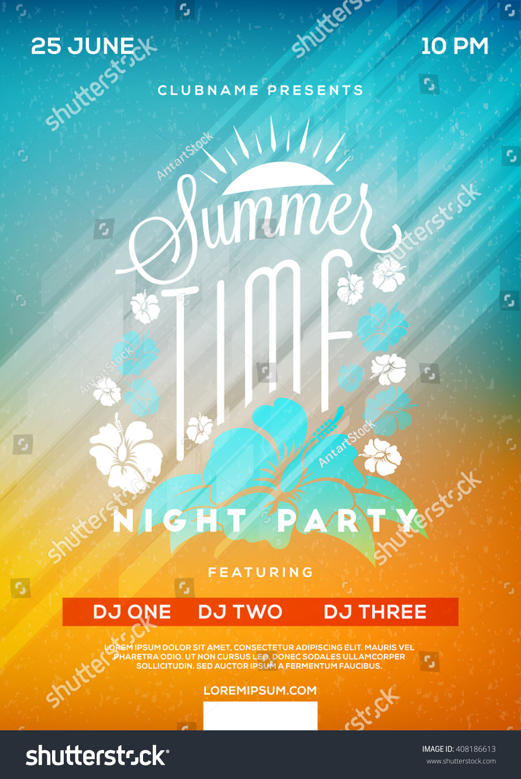 Beach Party Flyer Poster Summer Night Stock Vector Royalty Free