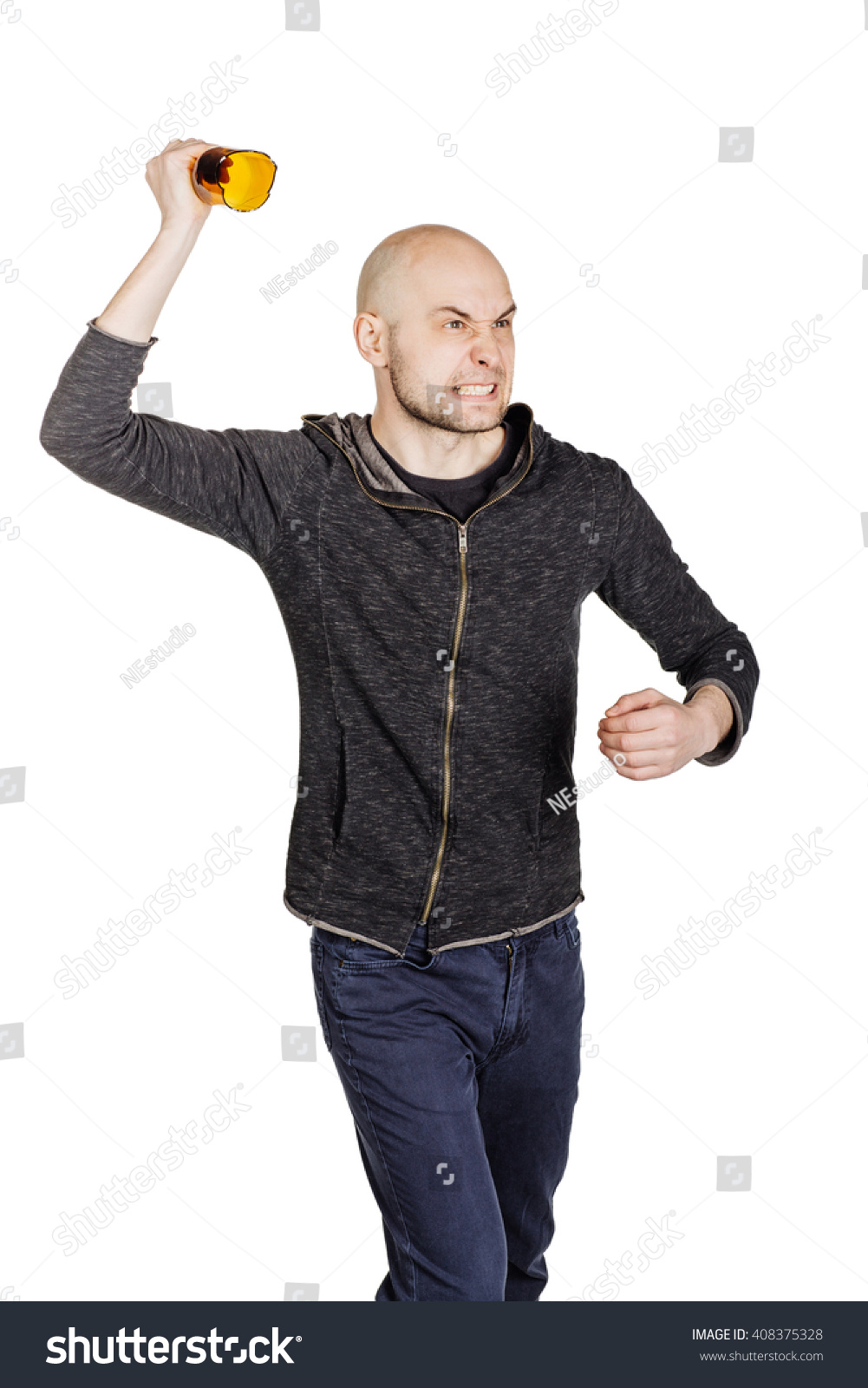 Portrait Criminal Man Holding Broken Glass Stock Photo 408375328 ...