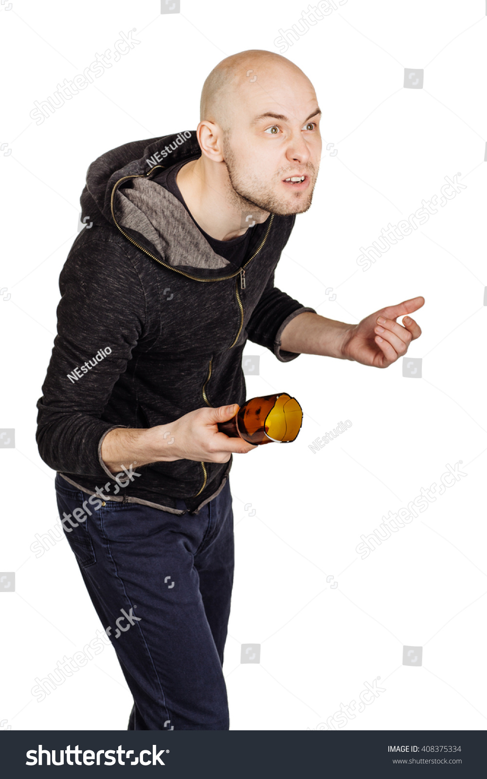 Portrait Criminal Man Holding Broken Glass Stock Photo 408375334 ...