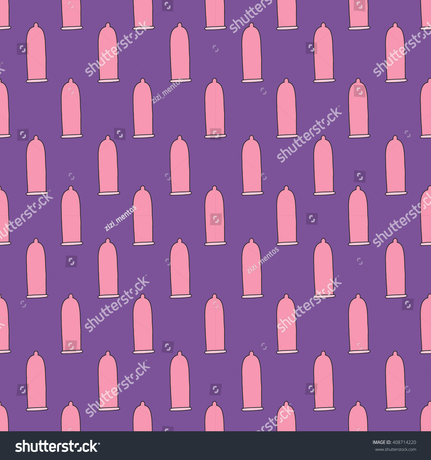 Seamless Doodle Pattern Condom Vector Illustration Stock Vector