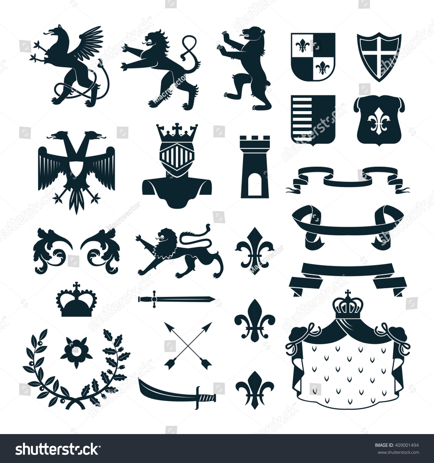 Heraldic Royal Symbols Emblems Design Family Stock Vector (Royalty Free ...