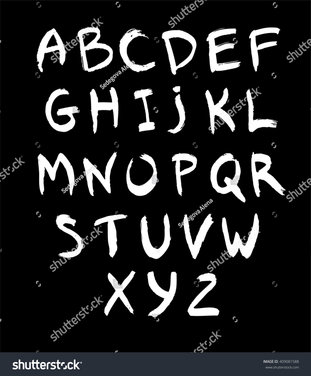 White Hand Drawn Alphabet Black Abc Stock Vector (Royalty Free ...