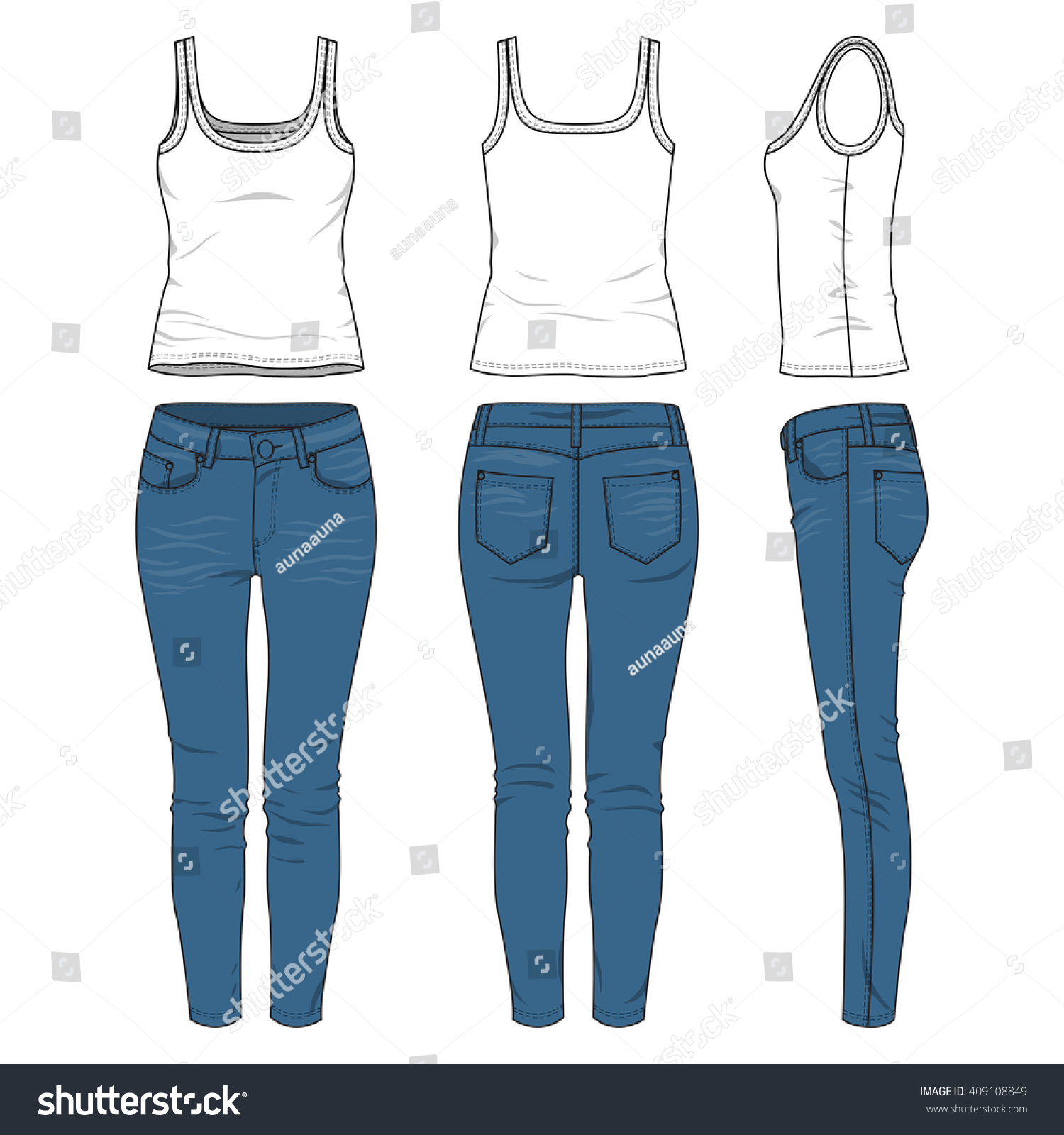 Blank Wear Templates Womens Clothing Set Stock Vector (Royalty Free ...