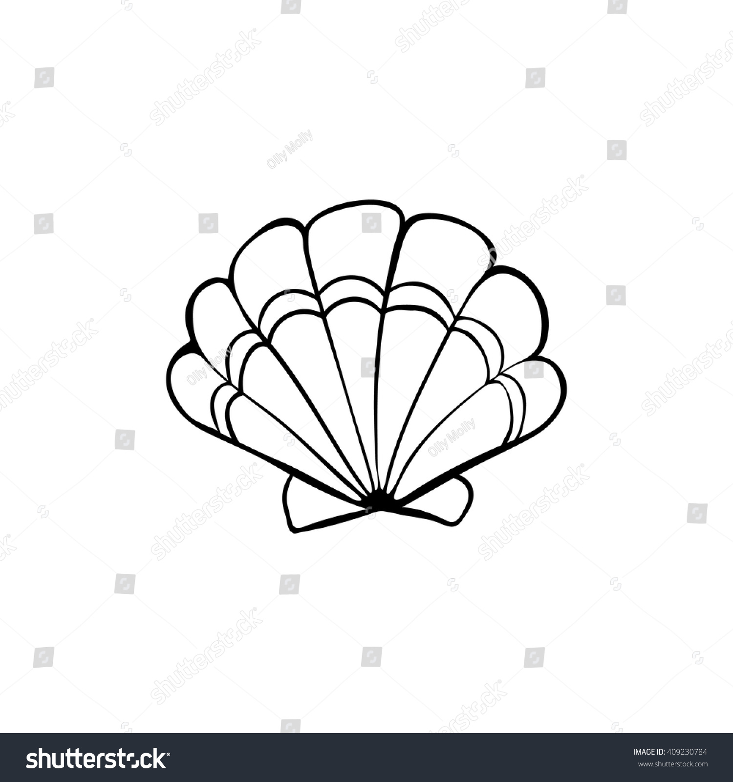 Hand Drawn Sea Shell Scallop Outline Stock Vector (Royalty Free ...