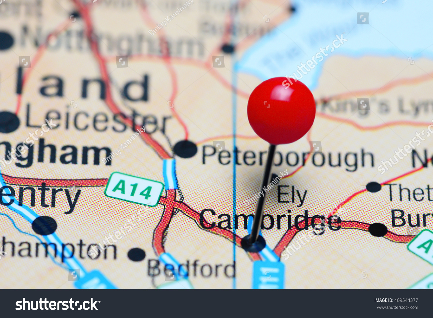 Cambridge Pinned On Map Uk Stock Photo 409544377 | Shutterstock