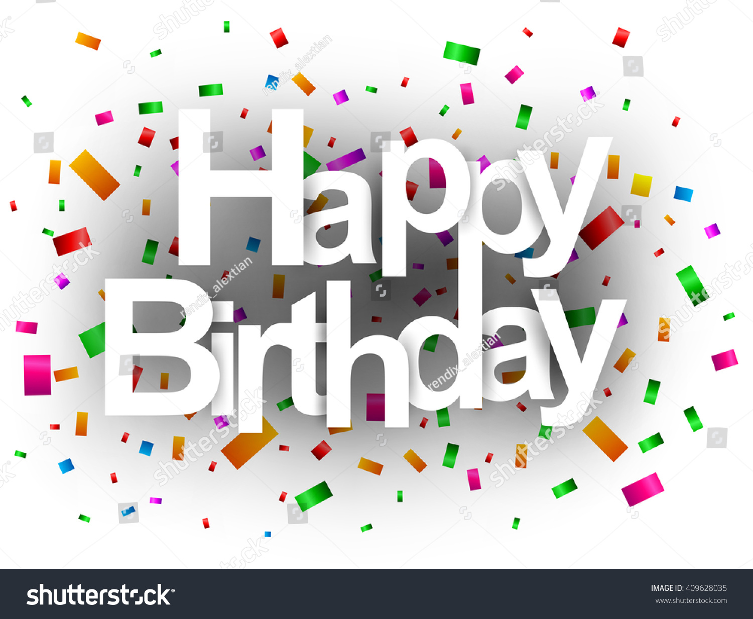 Happy Birthday Text Confetti Stock Vector (Royalty Free) 409628035 ...