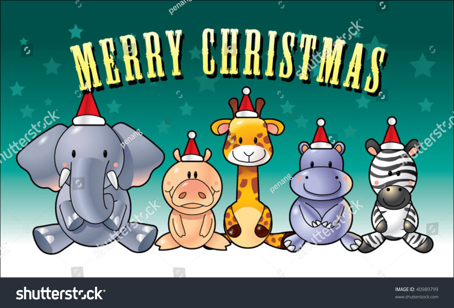 Animal Wearing Christmas Hat Stock Vector (royalty Free) 40989799 