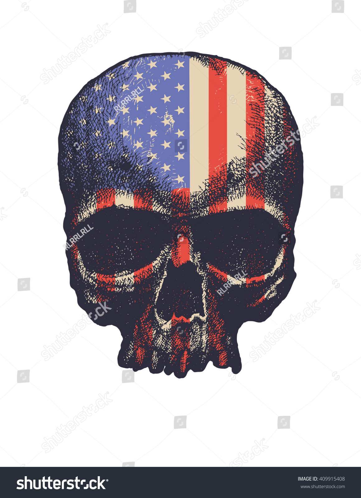 Stylized Human Skull Hand Drawn Jpeg Stock Illustration 409915408 ...