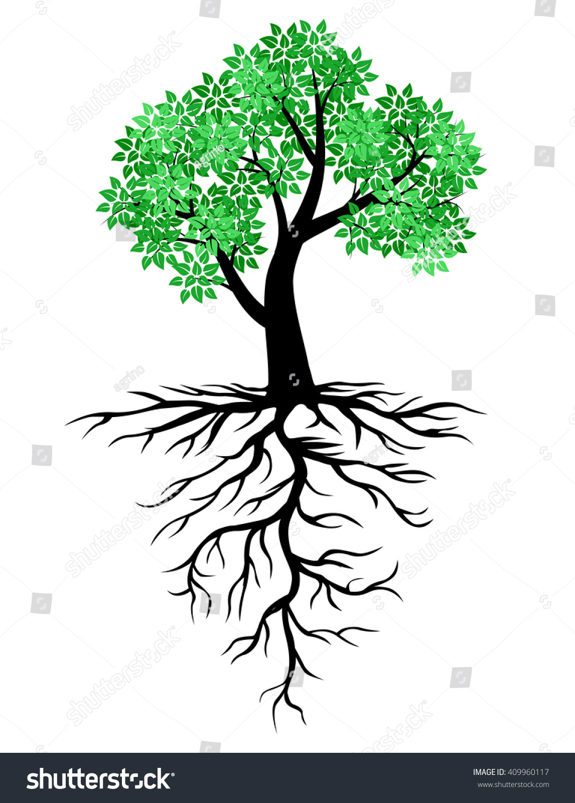 Дерево корни листья вектор